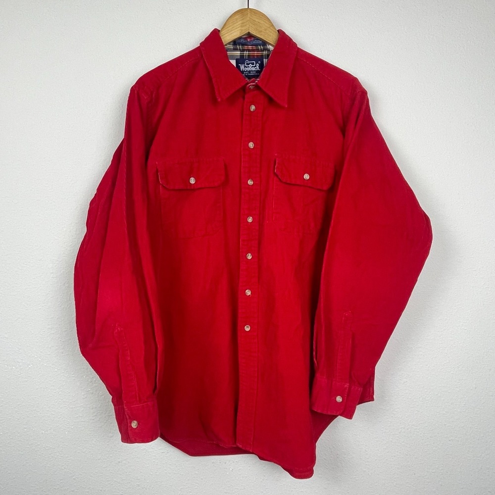 Vintage Woolrich Red Corduroy Button Up Shacket Sz XL Cotton Gorpcore Workwear